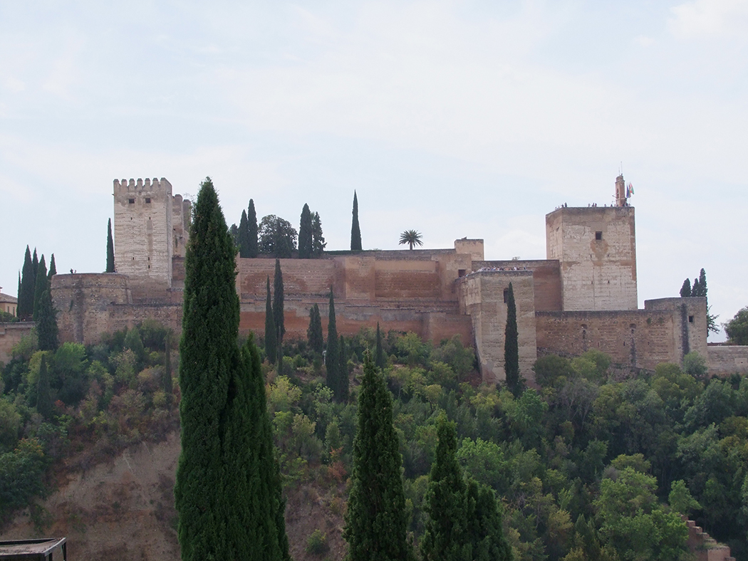 Een deel Alhambra vanuit de stad gezien